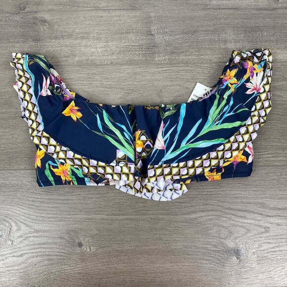 Trina Turk Blue Tropical Fiji Floral Ruffle Top Sz.12 Bottoms Sz.14 NWT - Picture 5 of 16